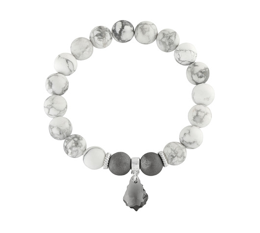 Mat howlite with kryształ Swarovski pendant. Lavoga