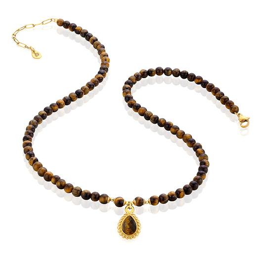 korale Naszyjnik z kamieni naturalnych - tygrysie oko