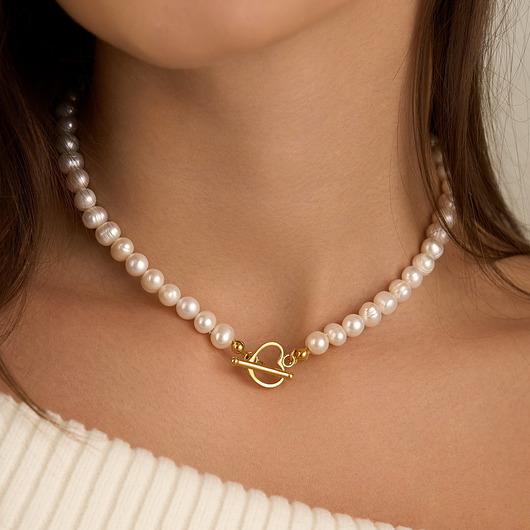 chokery Choker naszyjnik perły naturalne ozdobne zapięcie srebro 925 pozłacane