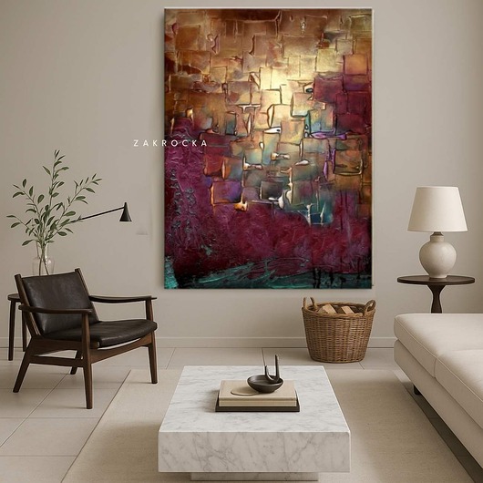 obrazy Abstrakcyjny obraz na płótnie "Śliwka w złocie" 80x120cm