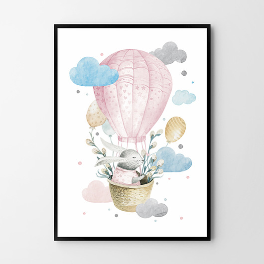 Plakat odlotowy zajączek różowy 40x50 cm HOG STUDIO