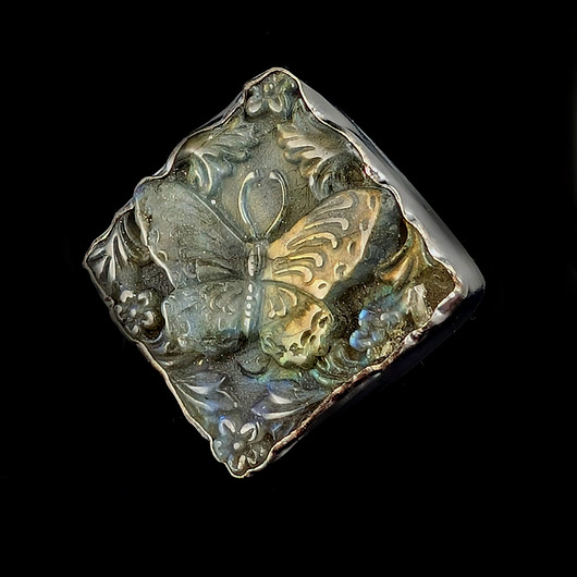 pierścionki srebrne Pierścionek wiosenny pejzaż w labradorycie