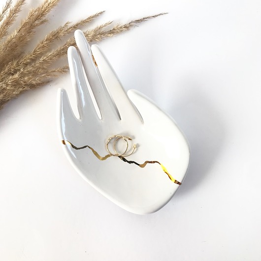 Ceramiczna Dłoń Złoty Znicz Maison Fragile