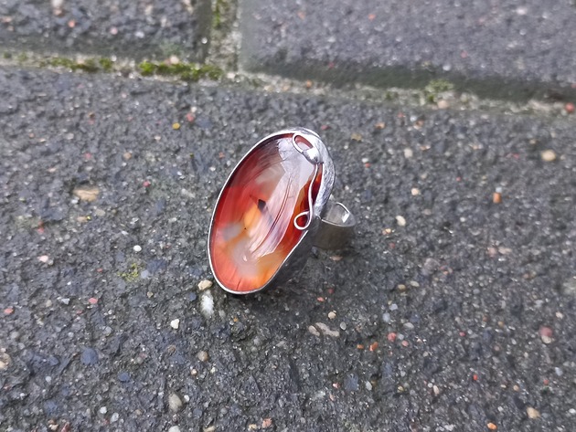 pierścionki - różne Agat w pomarańczy - pierścionek regulowany