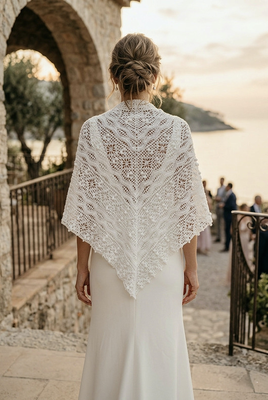 dodatki ślubne Chusta ślubna handmade ręcznie robiona miękka elegancka biała