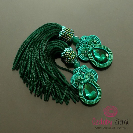 kolczyki soutache Kolczyki sutasz Emerald II Tassels