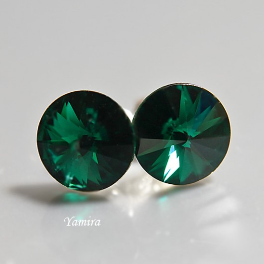 kryształ Swarovski Rivoli Emerald 8mm sztyfty yamira