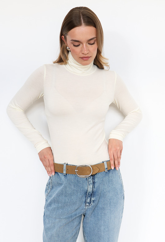 swetry damskie  Golf Simple merino kremowy