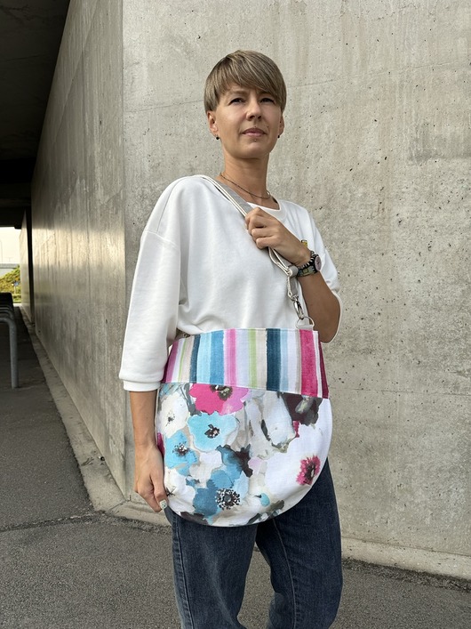 torby na ramię Marmollada -  torebka bawełniana tM na ramię polne kwiaty i paski