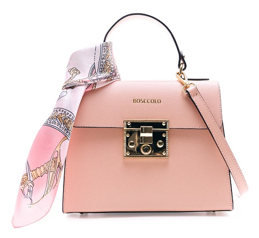 torby na ramię Torebka Skórzana dopinany pasek i dopasowana apaszka  (6642)