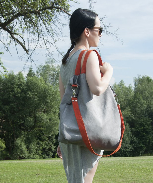 torby XXL TORBA HOBO XXL - szary, pomarańcz