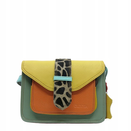 torby na ramię Torebka skórzana dwustronny odwracalny pasek damska listonoszka eko OLIVKA