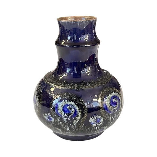 wazony Kobaltowy ceramiczny wazon Strehla Keramik, Niemcy lata 60.
