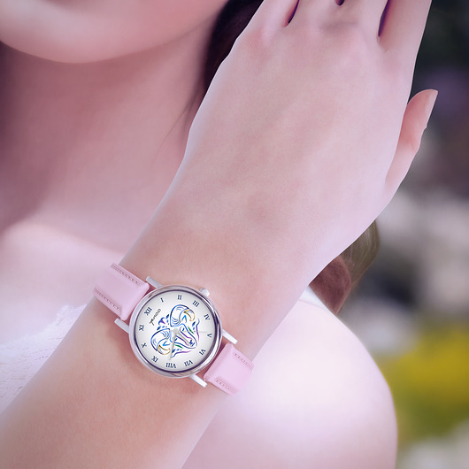 zegarki damskie Zegarek  mały - Baran - skórzany, pudrowy róż