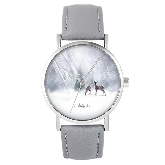 zegarki damskie Zegarek - Sarenki - skóra, szary