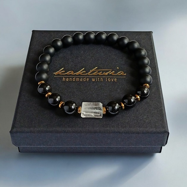 biżuteria męska OCZYSZCZENIE,OCHRONA, SIŁA :: kryształ górski, turmalin, onyks :: gold