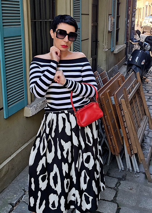 bluzki z długim rękawem damskie New BLUZKA PASY łódeczka