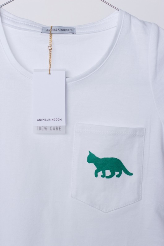 T-shirt Cotton ze szmaragdowym kotem ANIMALKINGDOM