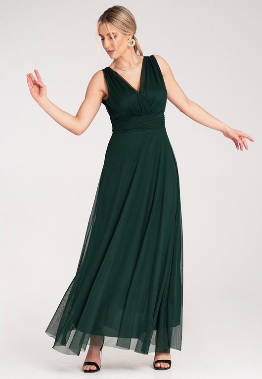 sukienki maxi damskie Elegancka kopertowa sukienka maxi na ramiączkach na wesele - M1186