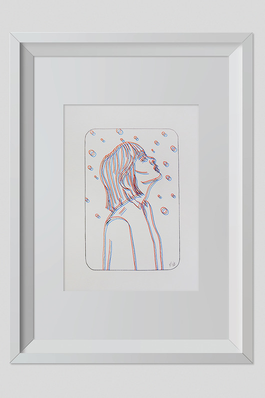 grafiki i ilustracje Rysunek Bąbelki Grafika 32x24cm + biała rama