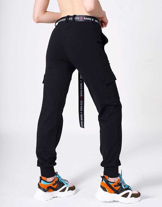 Czarne spodnie bojówki Chain Zip Black ŁAP NAS