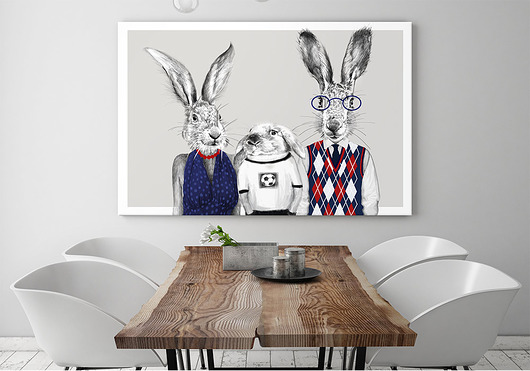 OBRAZ NA PŁÓTNIE   120x80cm  Zającowie z małym LUdesign gallery