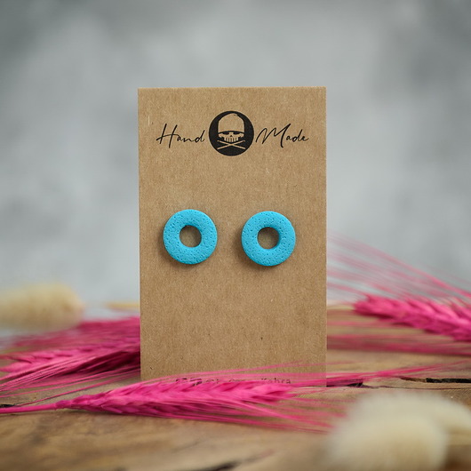 kolczyki z masy plastycznej Kolczyki Donuts - błękitne