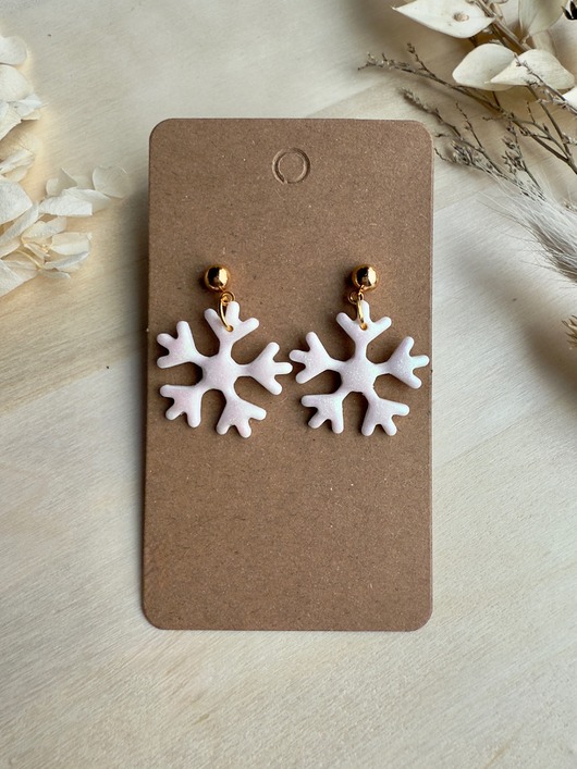 kolczyki z masy plastycznej Kolczyki Śnieżynki holo - syrenka