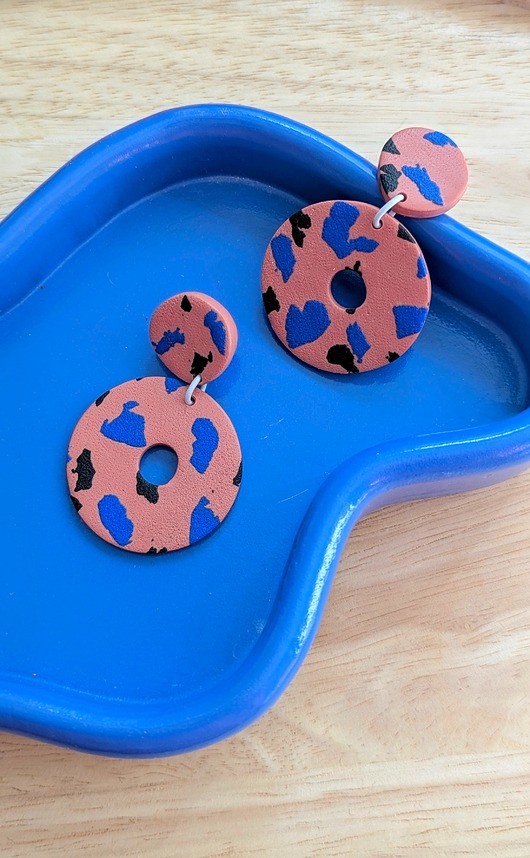 kolczyki z masy plastycznej Kolczyki wiszące terazzo