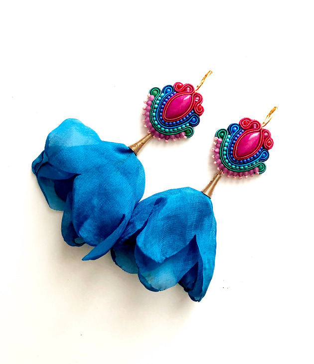 kolczyki soutache Sutaszowe kolczyki ADANA blue