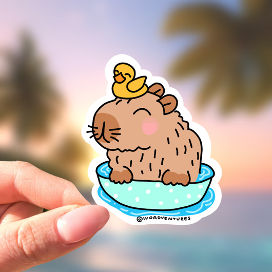 naklejki i wlepy Naklejka Capybara - Kapibara w kąpieli