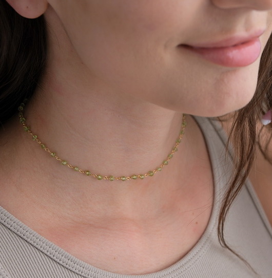 chokery Choker peridot srebro 925 pozłacane