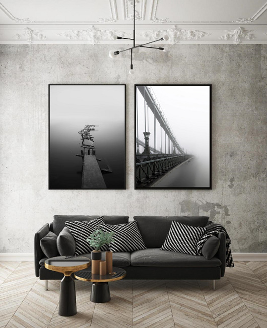 DWA PLAKATY czarno białe fotografie black dot studio
