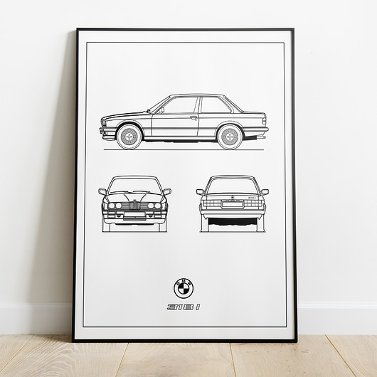 Plakat Legendy Motoryzacji - BMW 318i Peszkowski Graphic