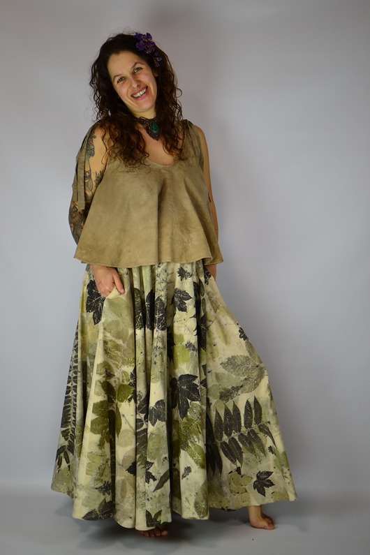 spódnice maxi Barwiona Roślinami Spódnica "Gęsty Las"