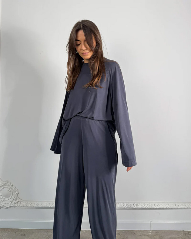 spodnie materiałowe damskie Longsleeve Chillout new modal antracite