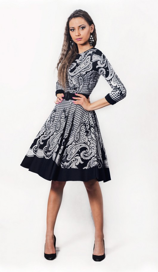 sukienki midi damskie Sukienka ZUZA Midi barok + czarny