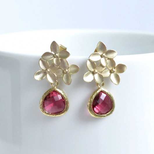 cherry blossom & ruby red teardrops Made by Magda