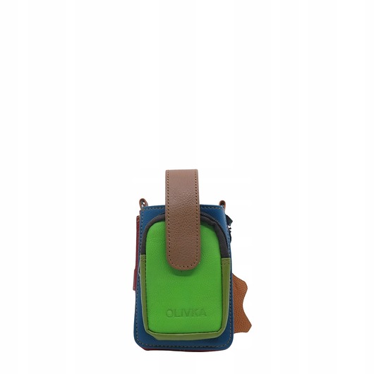 torby na ramię Torebka na telefon i portfel 2w1 skóra naturalna unikatowa pasek OLIVKA