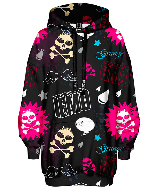 bluza z kapturem damska Bluza Oversize Tunika DR.CROW Emo