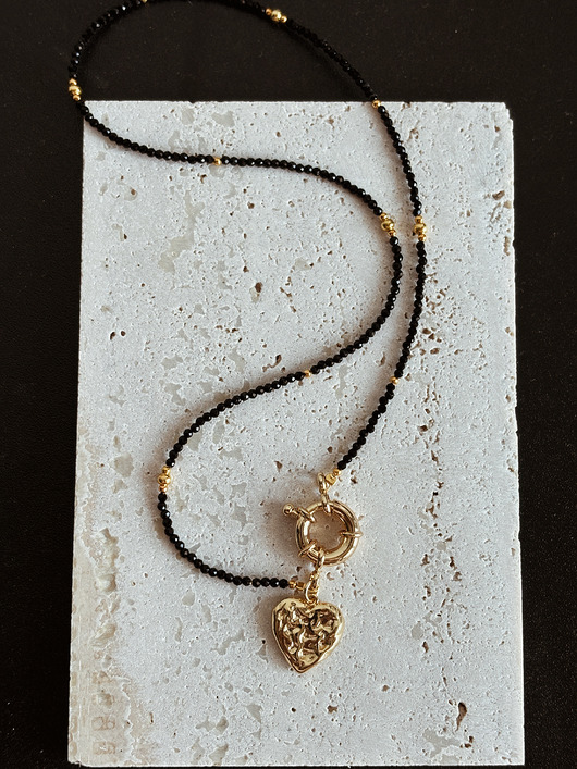 złote naszyjniki Naszyjnik Onyks Serce