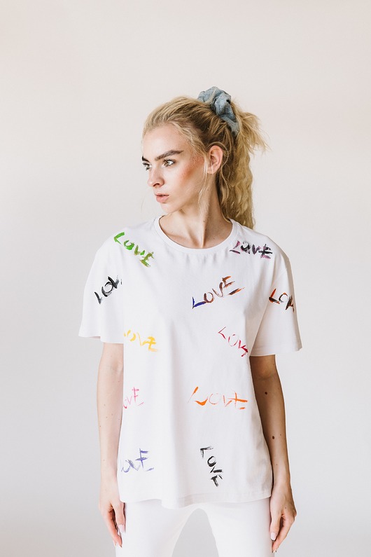 t-shirt damskie T-shirt Love White