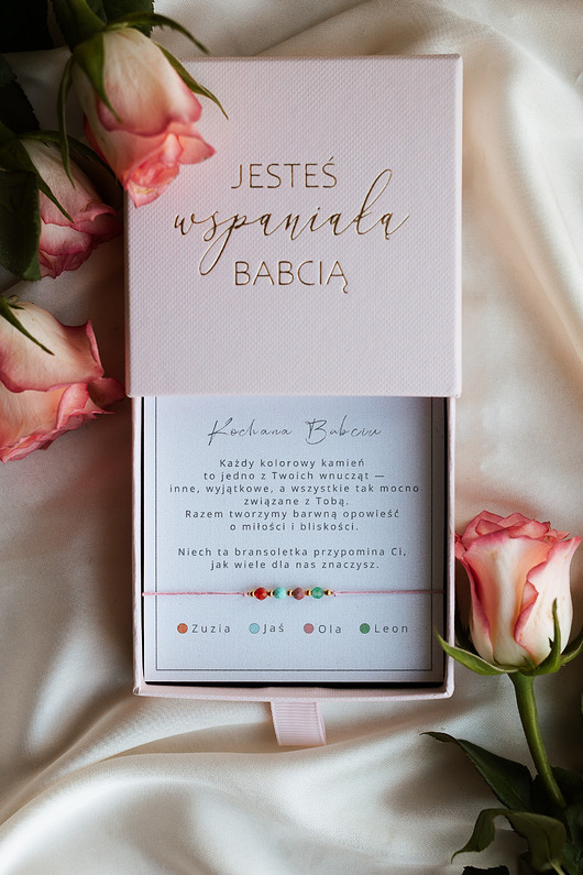 bransoletki na sznurku Bransoletka dla babci, wnuki, kamienie naturalne