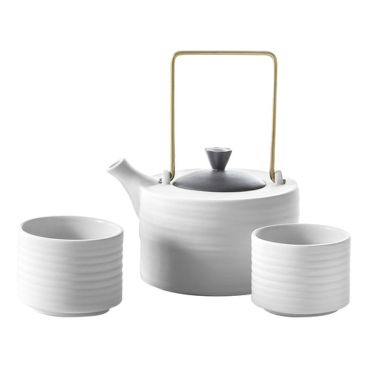 czajniki i dzbanki Zestaw do herbaty Toczony/ biała porcelana