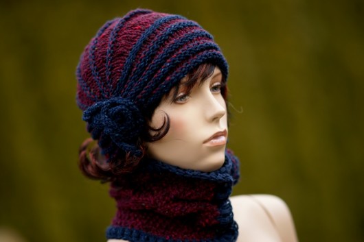 Komplet z angorą w stylu retro  TWEED HERBE DESIGN