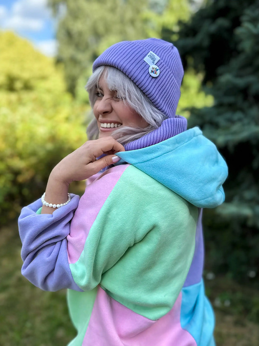 czapki damskie Czapka beanie z bawełny logo kolorowe Jasny fiolet