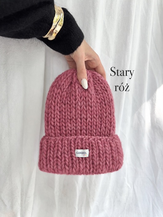 czapki damskie Czapka Lily 100% wełna *stary róż*