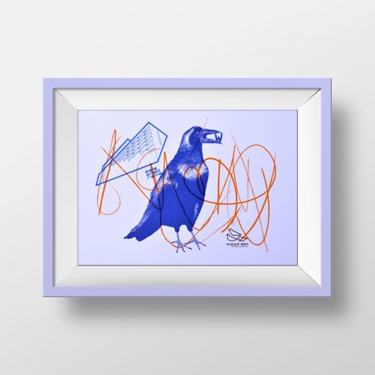 Kruk i blok. Serigrafia barwna. Warsaw Birds