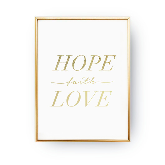 Hope Faith Love,  Złota typografia ZlotePlakaty