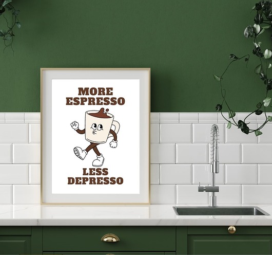 grafiki i ilustracje PLAKAT kawa, zabawny prezent dla kawosza, more espresso